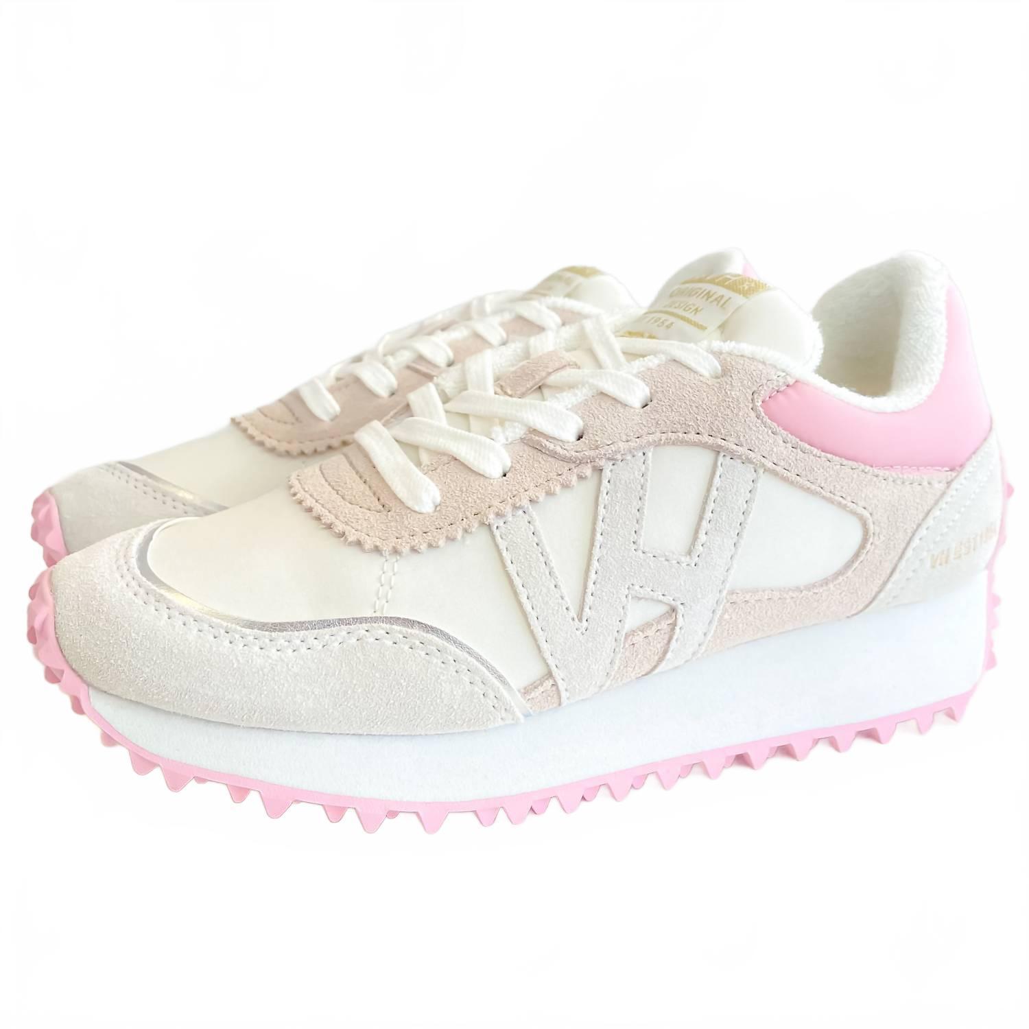 New Vintage Havana Women's Spiked Sole Running Sneaker In White